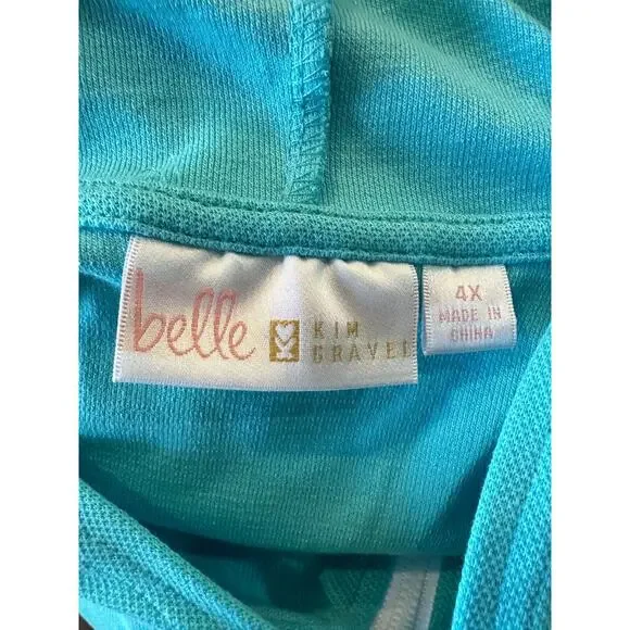 Belle by Kim Gravel Perfect Pique Haute Zip Anorak Aqua Blue Womens Plus Size 4X - Picture 12 of 14